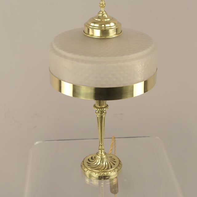Ladys Desk Lamp in Brass and Glass, France, 1910s For Sale - Image 4 of 18