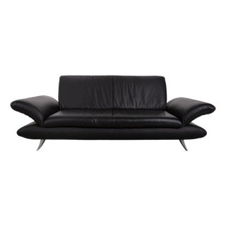 Black Leather Rossini Sofa with Manual Function from Koinor For Sale