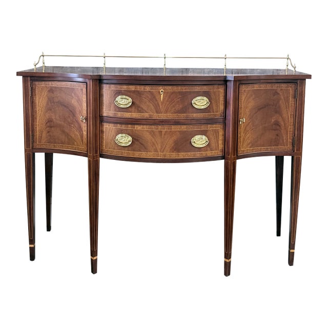 Late 20th Century Henkel Harris Hepplewhite Style Mahogany Sideboard Console Cabinet For Sale