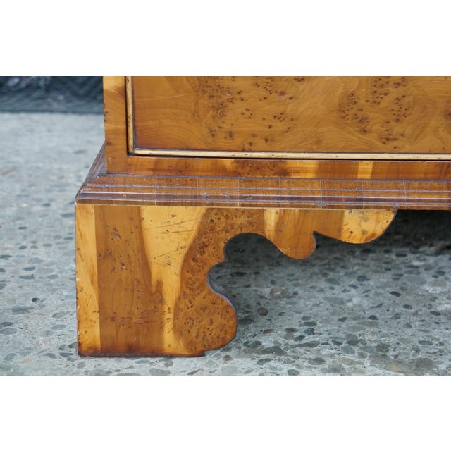 Antique English George II Style Oyster Burl Yew Cabinet on Chest Linen Press 80" For Sale - Image 9 of 18