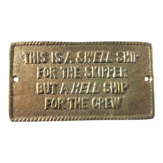 1970s Vintage Nautical Brass Captain Sign For Sale