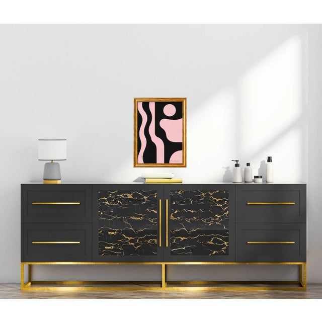 Original acrylic painting by Bryan Boomershine on canvas board featuring a bold modernist composition of organic pink...