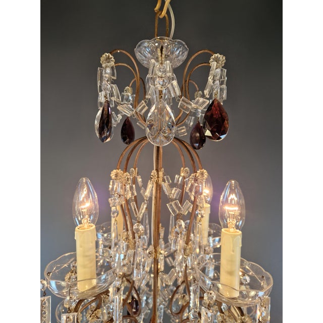 Vintage Venetian Style Klassik Crystal Chandelier With Purple Crystal Drops For Sale - Image 9 of 9