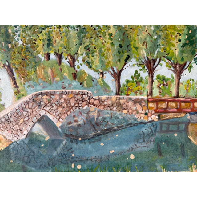1960's I. Malvin Impressionist Landscape Oil Painting on Masonite Board - Framed For Sale - Image 10 of 12