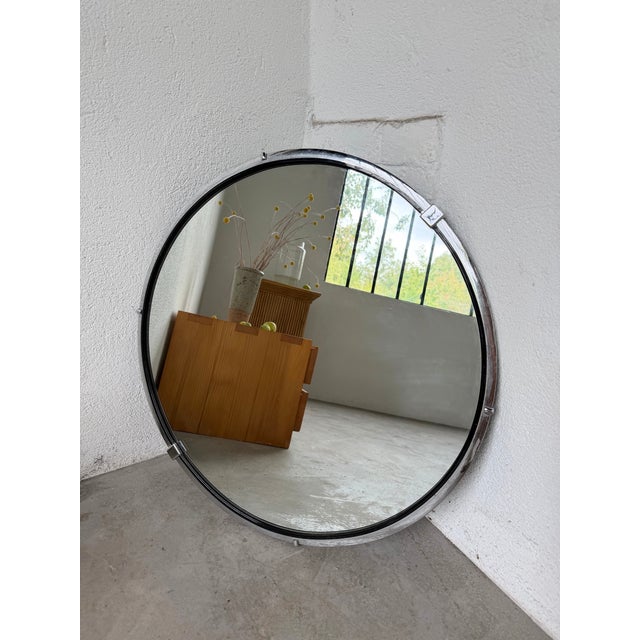 Vintage Round Metal Mirror, 1970s For Sale - Image 11 of 18