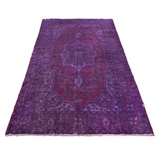 Vintage Purple Overdyed Turkish Rug - 5'5" x 9' For Sale