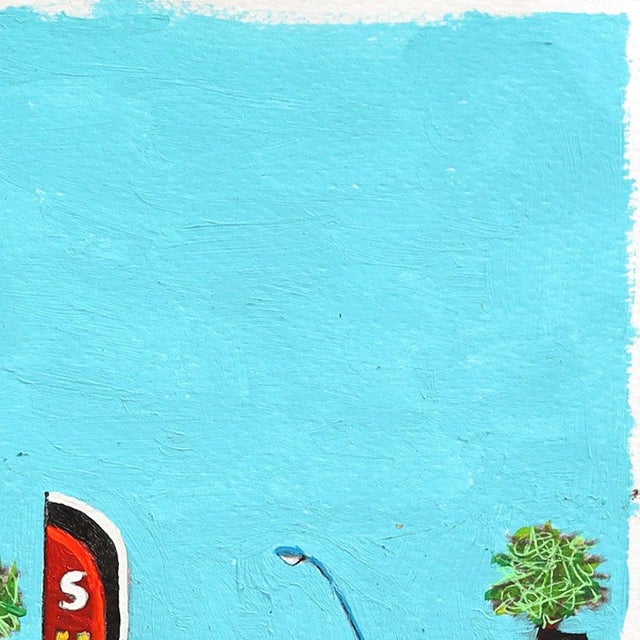 Santa Cruz Afternoon - Original California Coastal Pop Art Mixed Media Work on Paper by Fabio Coruzzi For Sale - Image 4 of 7