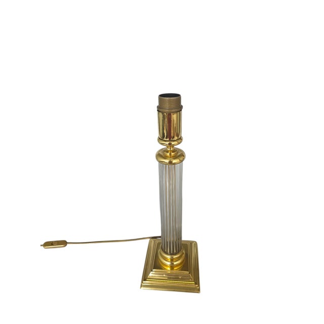 Table Lamp in Glass and Brass from Le Dauphin, France, 1970s For Sale - Image 11 of 13