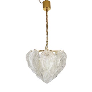 Italian Murano Ice Glass Leaf Arischoken Pendant Lamp from Novaresi, 1970s For Sale