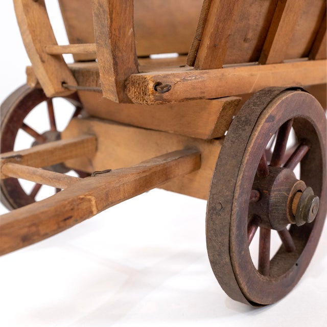 Antique Model/Toy Wooden Horse-Drawn Hay Cart For Sale - Image 4 of 6