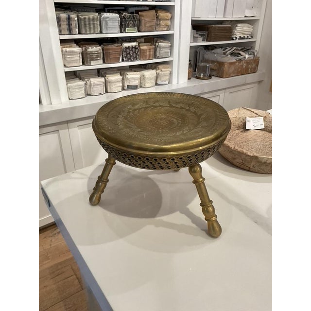 Solid Brass Small Low Stool For Sale - Image 4 of 12