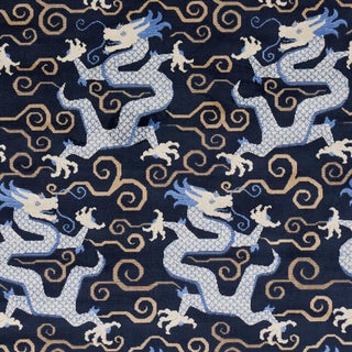 Schumacher Bixi Velvet Fabric in Midnight Blue For Sale