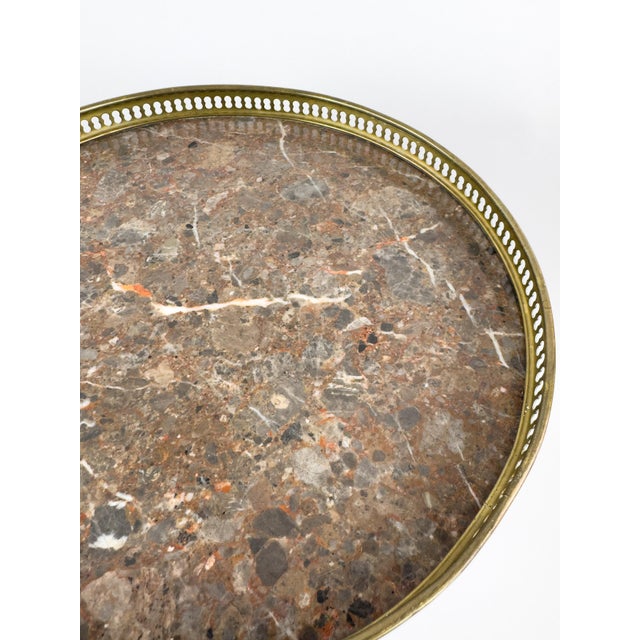 Brass French Vintage Gueridon Side Table With Marble Top For Sale - Image 8 of 11
