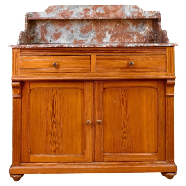 19th Century Wood & Marble Vanity For Sale