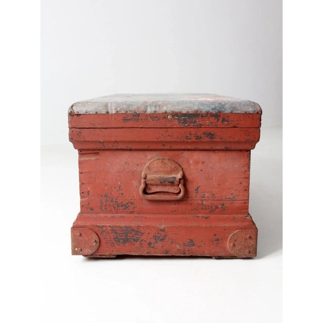 Antique Galvanized Top Wooden Chest For Sale - Image 9 of 12