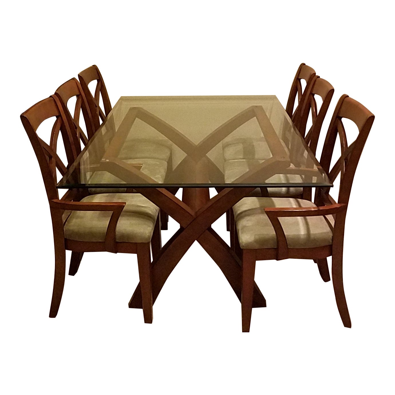 Glass Top Wooden Dining Room Table Chairs Chairish