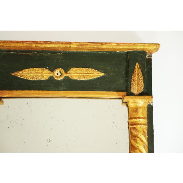 Antique French Rectangular Mirror in Green Lacquered and Gilded Wood, 1800s For Sale - Image 3 of 10