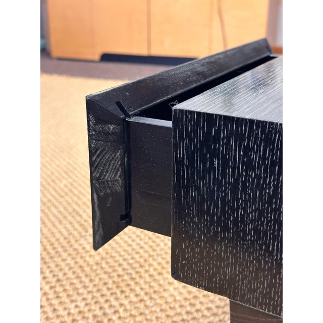 Vintage Modern Cantilever Dark Green Cerused Nightstands or Side Tables – a Pair For Sale - Image 12 of 12