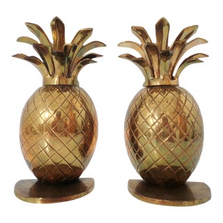 Vintage Brass Pineapple Bookends For Sale