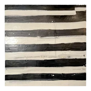 Lynn Basa Encaustic Black and White Stripe Panel "Not So " 2012