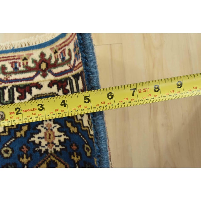 Heriz Runner 2’7” X 7’6” Blue Wool Tribal Hand-Knotted Oriental Rug For Sale - Image 10 of 12