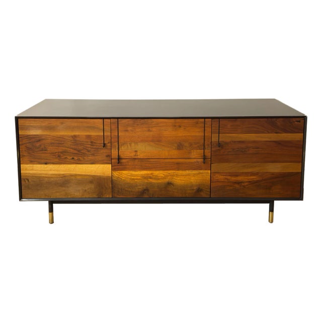 BDDW Lake Credenza Walnut and Graphite Lacquer For Sale