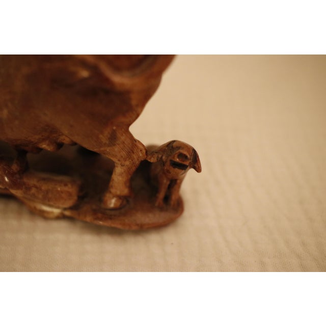 Antique Late Qing Shoushan Soapstone Sculpture of a Sow With Piglets, Signed For Sale - Image 12 of 17