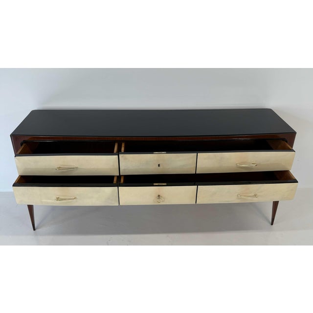 Parchment and Walnut Chest of Drawers by Paolo Buffa, 1950s For Sale - Image 10 of 14