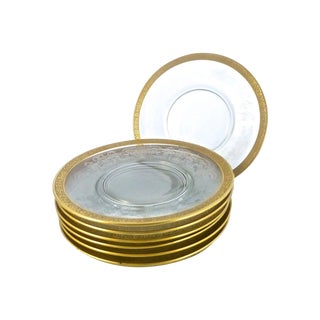 Vintage Etched Glass Dessert Plates - Set of 8 For Sale