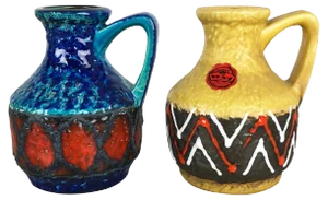 German Multi-Color 215-17 Fat Lava Op Art Pottery Vases from Bay Ceramics, Set of 2