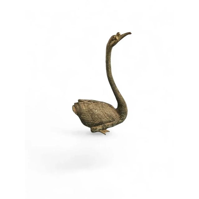 1950s Mid-Century Modern Spanish Bronze Swan Sculpture, 1950s For Sale - Image 5 of 8