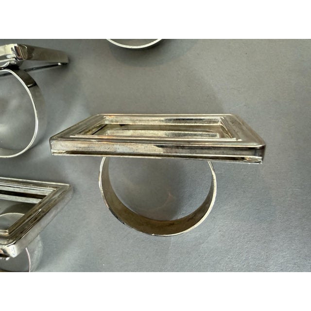 Metal 1990s Napkin Rings Picture Frame Place Card Holders Silver Tone Metal - Set of 10 For Sale - Image 7 of 7
