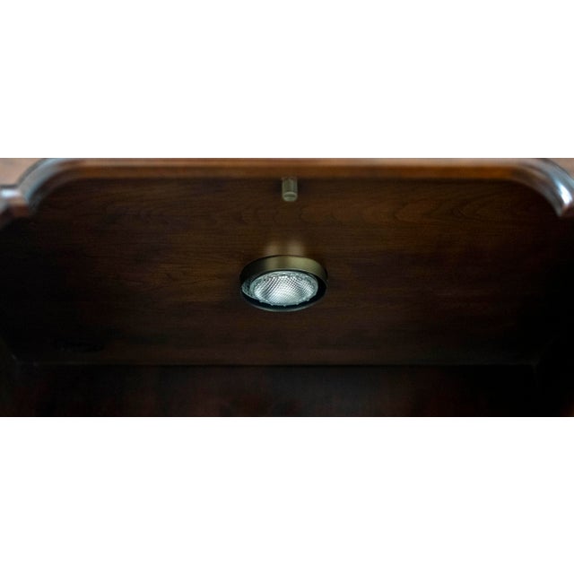 1990s Stickley Cherry Lighted Tall Glass Shelf Open Bookcase For Sale - Image 5 of 18