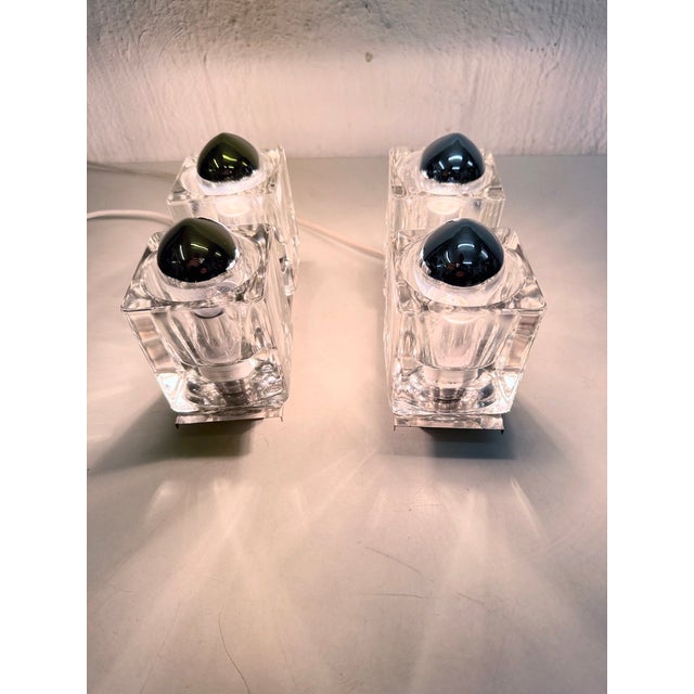 Metal Glass Cube Wall Lamps, 1970s, Set of 2 For Sale - Image 7 of 9