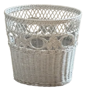 Mid-20th Century Oval Painted Wicker Wastepaper Basket