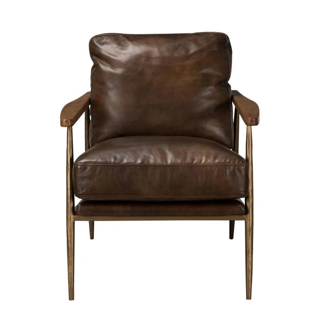 Chestnut Chestnut Leather Accent Chair For Sale - Image 8 of 8