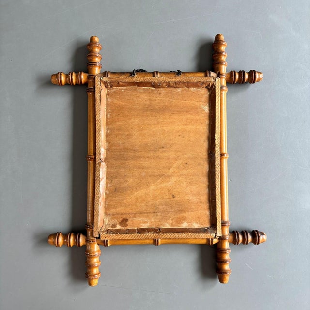 Brown Faux-Bamboo Wall Mirror, France, 1940s For Sale - Image 8 of 9
