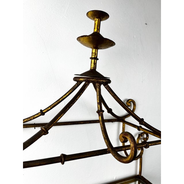 Gold Vintage Chinoiserie Gilt Pagoda Wall Shelf For Sale - Image 8 of 11