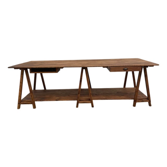 Vintage Pine Worktable, 1950s For Sale