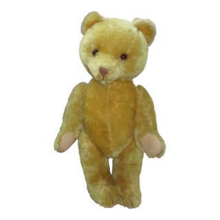 Vintage German Herman Golden Mohair & Straw With Glass Eyes Teddy Bear For Sale