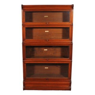 Four-Section Mahogany Bookcase with a Projecting Front from Globe Wernicke For Sale