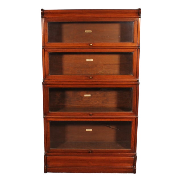 Four-Section Mahogany Bookcase with a Projecting Front from Globe Wernicke For Sale