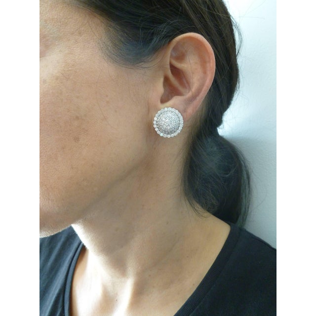 Italian 18 Karat Gold and Diamond Pierced Lever Back Dome Earrings - 2 Pieces For Sale - Image 12 of 12