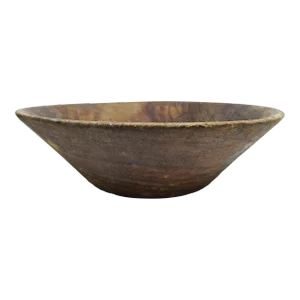 1930s Round Wooden Dough Bowl, Rustic Primitive Handcrafted Wood