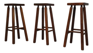 Oak Stools, 1960s, Set of 3