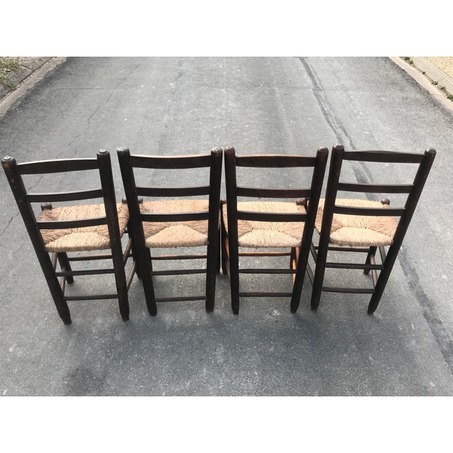 Rustic Chairs with Straw Seats, 1950, Set of 4 For Sale - Image 11 of 14