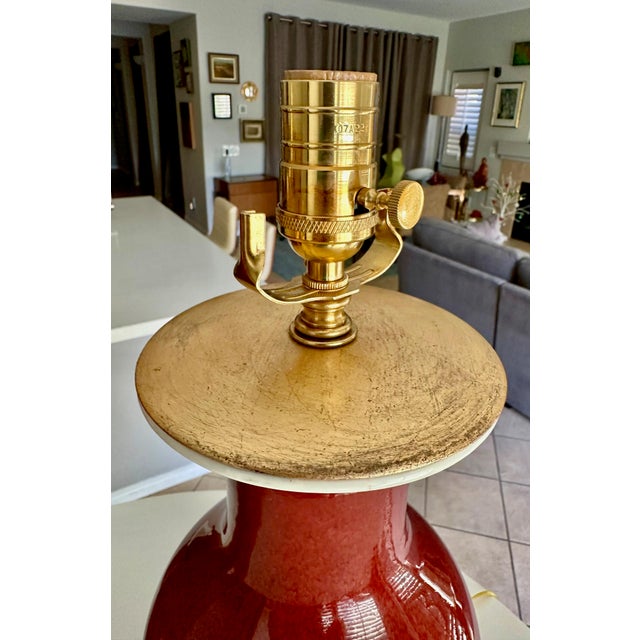 Pair 19th Century Chinese Flambe Oxblood Porcelain Table Lamps For Sale - Image 9 of 18