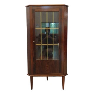1960s Vintage Danish Mid Century Modern Rosewood Corner Cabinet For Sale