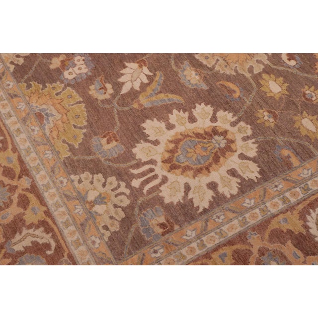 Classic Ziegler Brown Beige Hand-Knotted Wool Rug - 9'3'' X 12'7'' For Sale In New York - Image 6 of 8