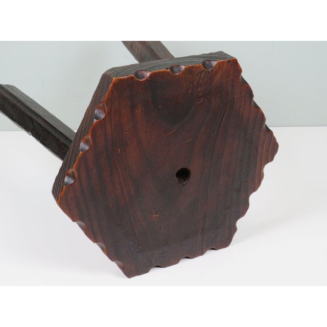 Mid-Century Modern Vintage Spanish Wood Stool, 1960s For Sale - Image 3 of 9